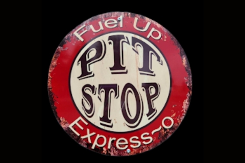 round metal sign reading pit stop express-o