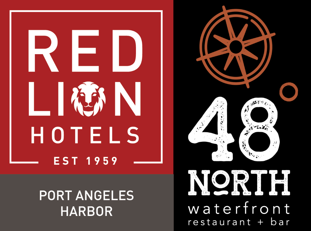 Red logo featuring a lion's head