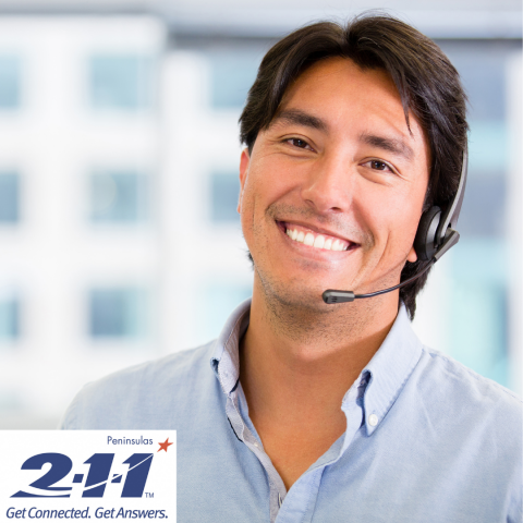 Smiling man on headset