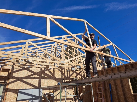 Roof of a house being built