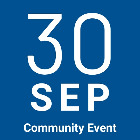 Blue background with 30 Sep Community Event