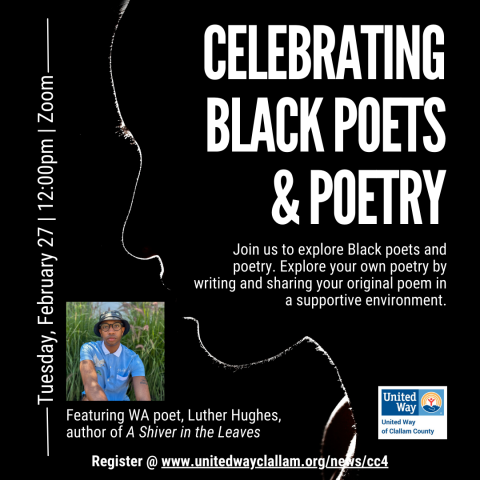 Silhouette of face and words reading "Celebrating Black Poets & Poetry"