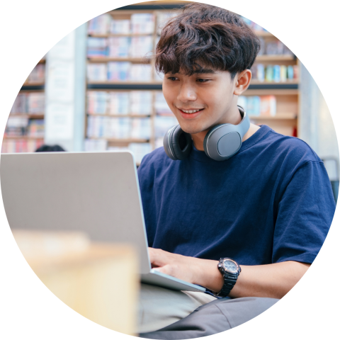 teen boy at laptop
