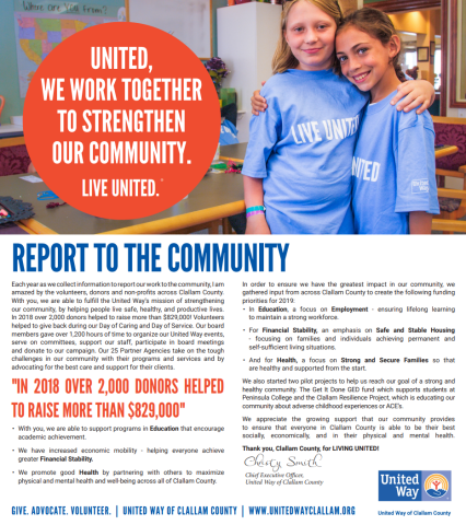 front page of a report with a banner image and two columns of small text