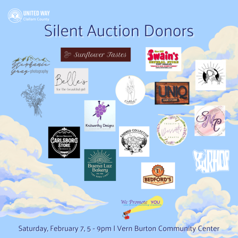 sky background covered with logos