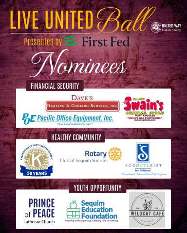 a page of many logos with headline reading Live United Ball Nominees