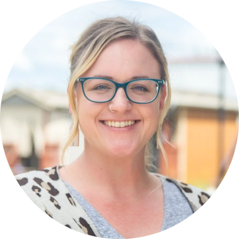 smiling woman with glasses