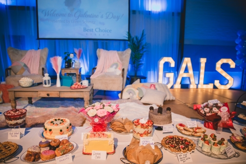 A table laid with many desserts