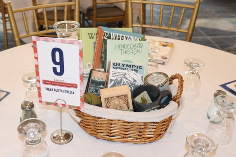 basket filled with books and other items