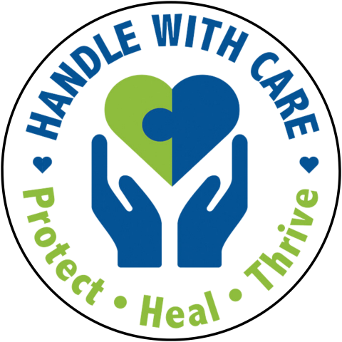 logo for handle with care reading protect, heal, thrive