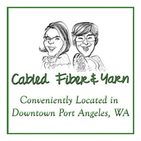 Drawing of two women with words reading Cabled Fiber & Yarn